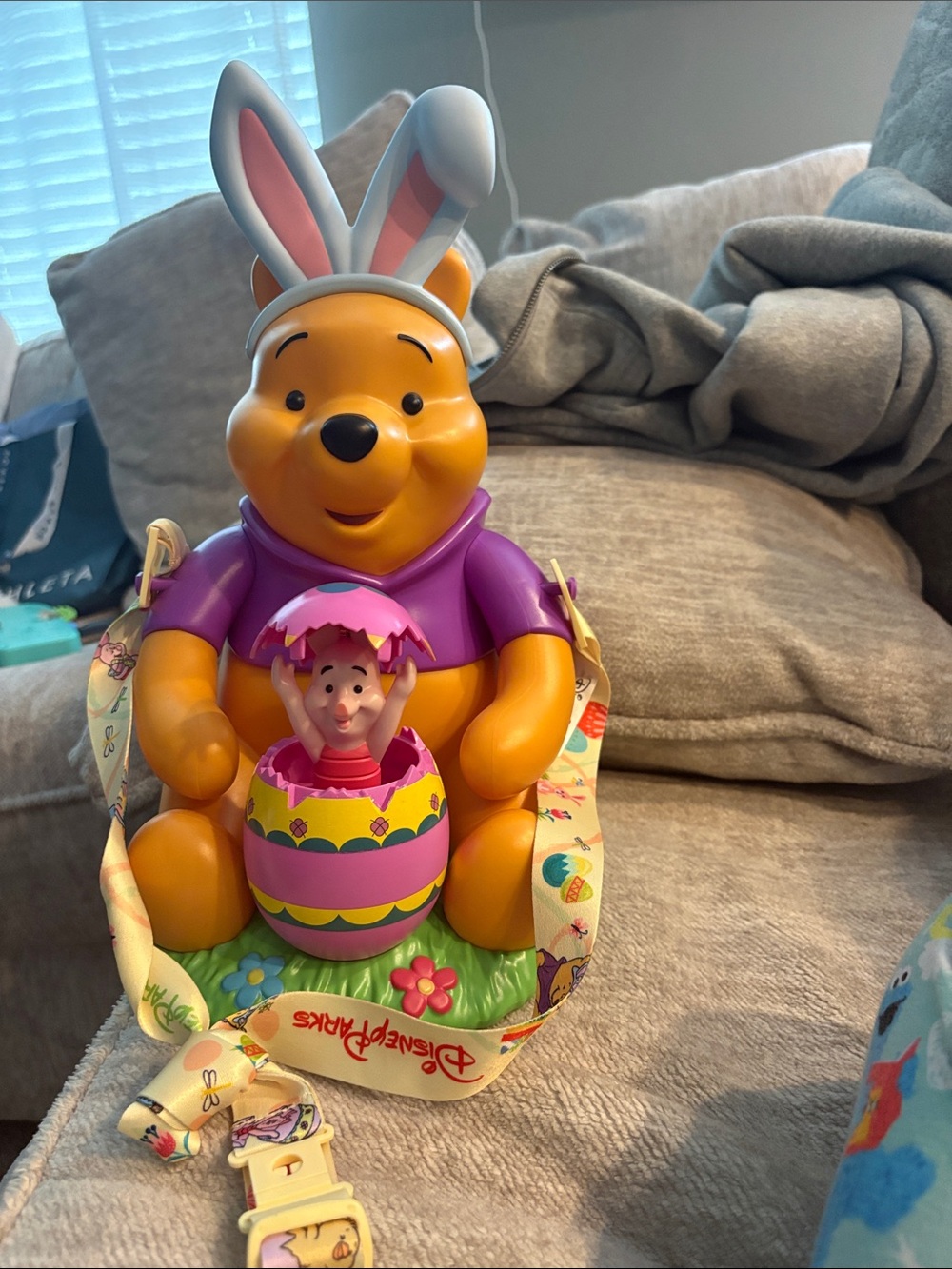 Disney Winnie the Pooh Easter Carry Toy - Yellow & Purple. Disneyland popcorn